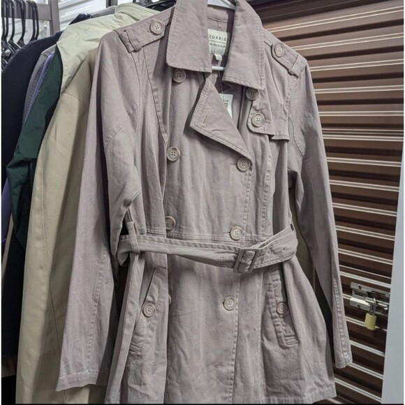 Torrid Size 0x Large 12 Gray Twill Trench Coat with Belt NWT MSRP $79.50 - Picture 8 of 11